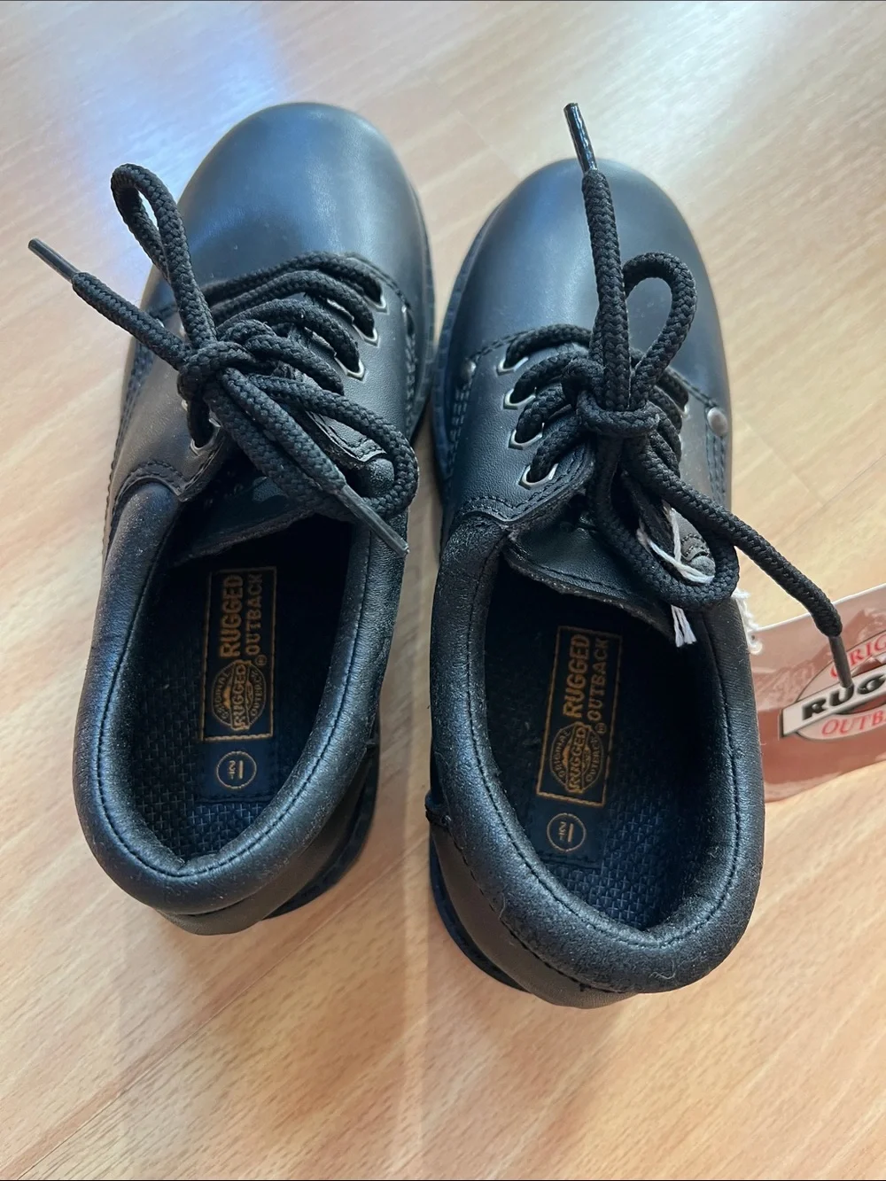 Rugged Outback Black Lace-Up School Shoes - Kids Size 1.5